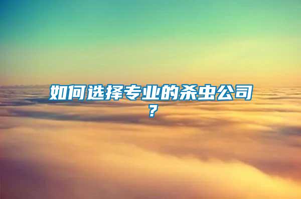 如何選擇專業的殺蟲公司？