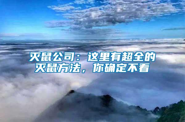 滅鼠公司：這里有超全的滅鼠方法，你確定不看