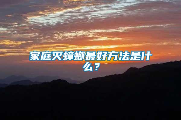家庭滅蟑螂最好方法是什么？