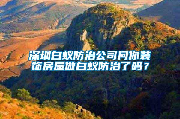 深圳白蟻防治公司問你裝飾房屋做白蟻防治了嗎？