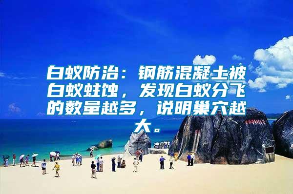 白蟻防治：鋼筋混凝土被白蟻蛀蝕，發現白蟻分飛的數量越多，說明巢穴越大。