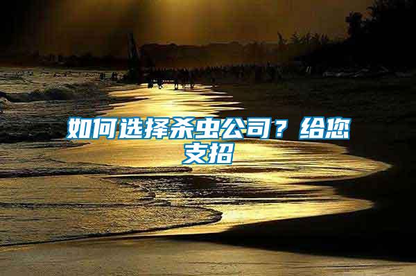 如何選擇殺蟲公司？給您支招