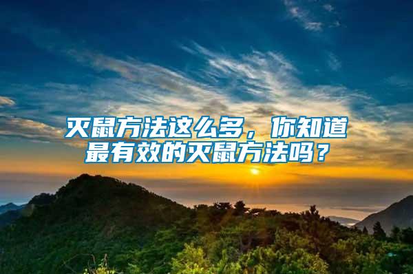 滅鼠方法這么多，你知道最有效的滅鼠方法嗎？