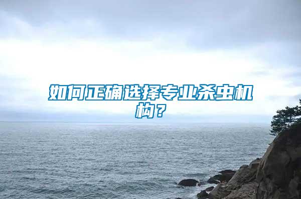 如何正確選擇專業殺蟲機構？