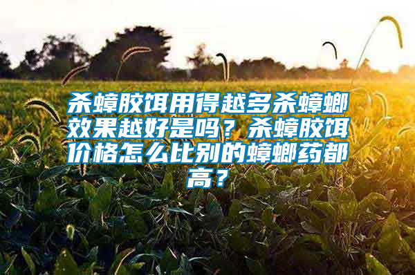 殺蟑膠餌用得越多殺蟑螂效果越好是嗎？殺蟑膠餌價格怎么比別的蟑螂藥都高？